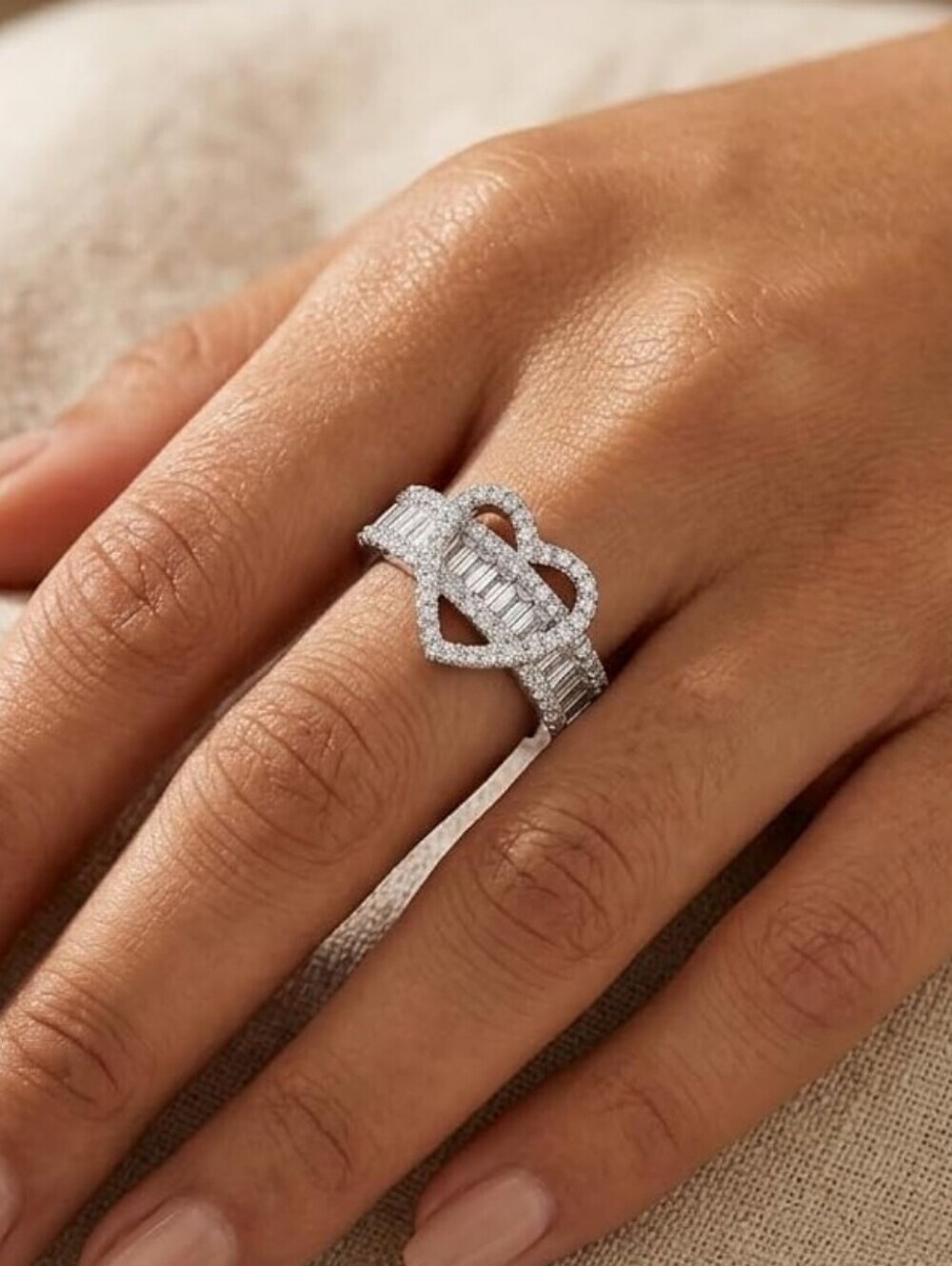 Silver Pave Buckle Statement Ring - Women Jewelry